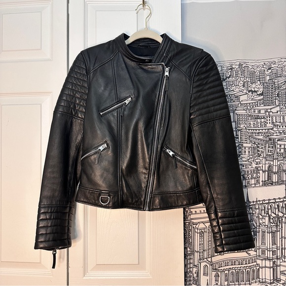 PREMIUM 100% Sheep Leather Quilted Biker Jacket Moto Zara M/L - Picture 2 of 15